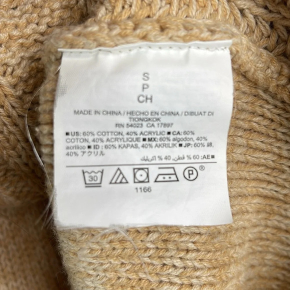 OLD NAVY Classic Cable Knit Pullover Sweater Sand Dune Tan Cotton Blend Crew S - Picture 9 of 12